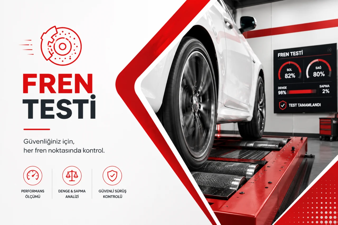 Fren testi performans ve güvenli sürüş kontrolü görseli